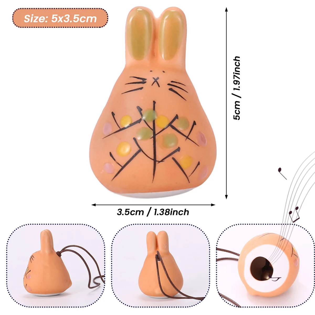 BVBV رائعة يدوية الصنع السيراميك الرياح الدقات مجوهرات لطيف أرنب الرياح جرس قلادة عيد الفصح هدية حديقة حديقة الديكور