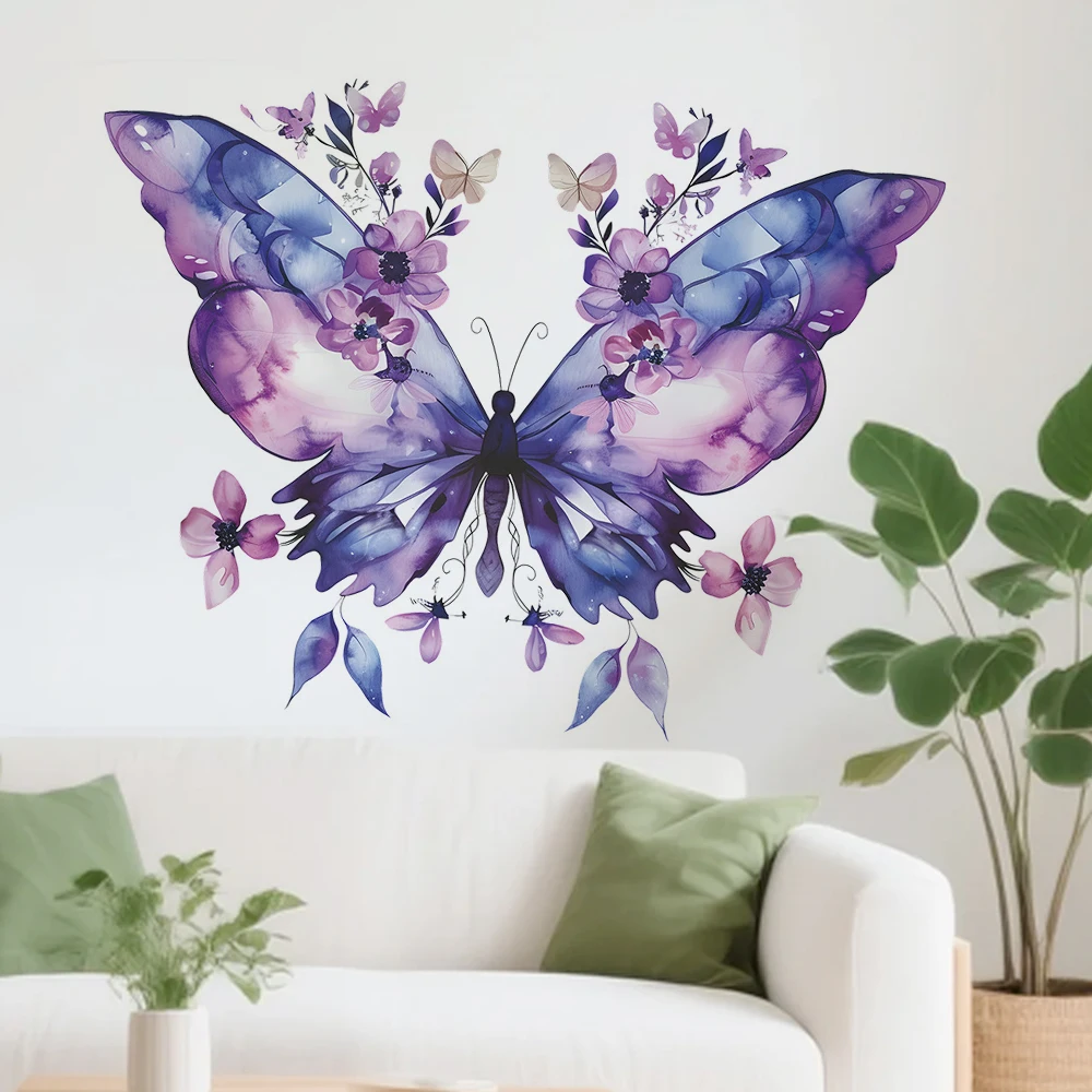 Purple Butterfly Wall Stickers for Bedroom Living Room Stickers Girls Room Wall Decals Daughter Room Wallpaper Home Decoration