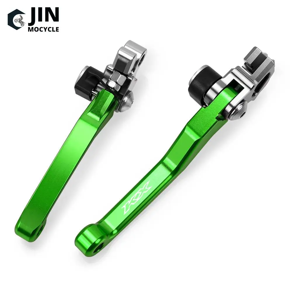 Motorcycle Handle CNC Aluminum Levers For Kawasaki KX65 KX80 KX85 KX125 KX250 Foldable Brake Clutch Lever Dirt Bike Levers Grips