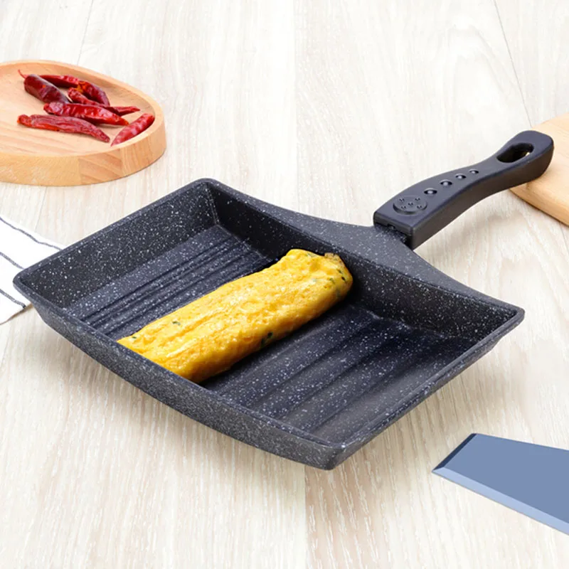 Betohe Japanese Tamagoyaki Flat-Bottomed Non-Stick Pot Roast Thick Egg Omelet Pan Frying Pan Omelette Device