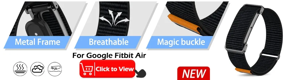 1–2 Stück Nylonband für Google Fitbit Air Strap Biceps Strap Fitness Tracker Ersatzband, verstellbar für Google Fitbit Air Band – Detail 2
