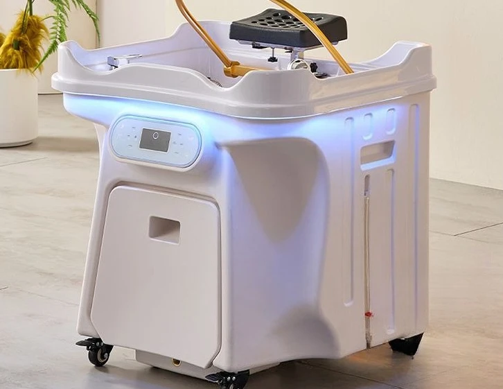 Scalp therapy shampoo bed, mobile hair salon shampoo basin, with water circulation fumigation bed