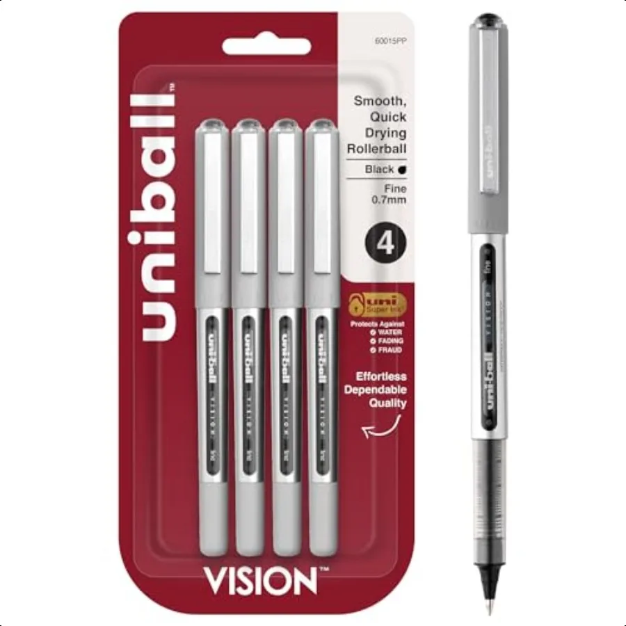 

Vision Stick Roller Ball Pens Fine Point Black Ink Pack of 4