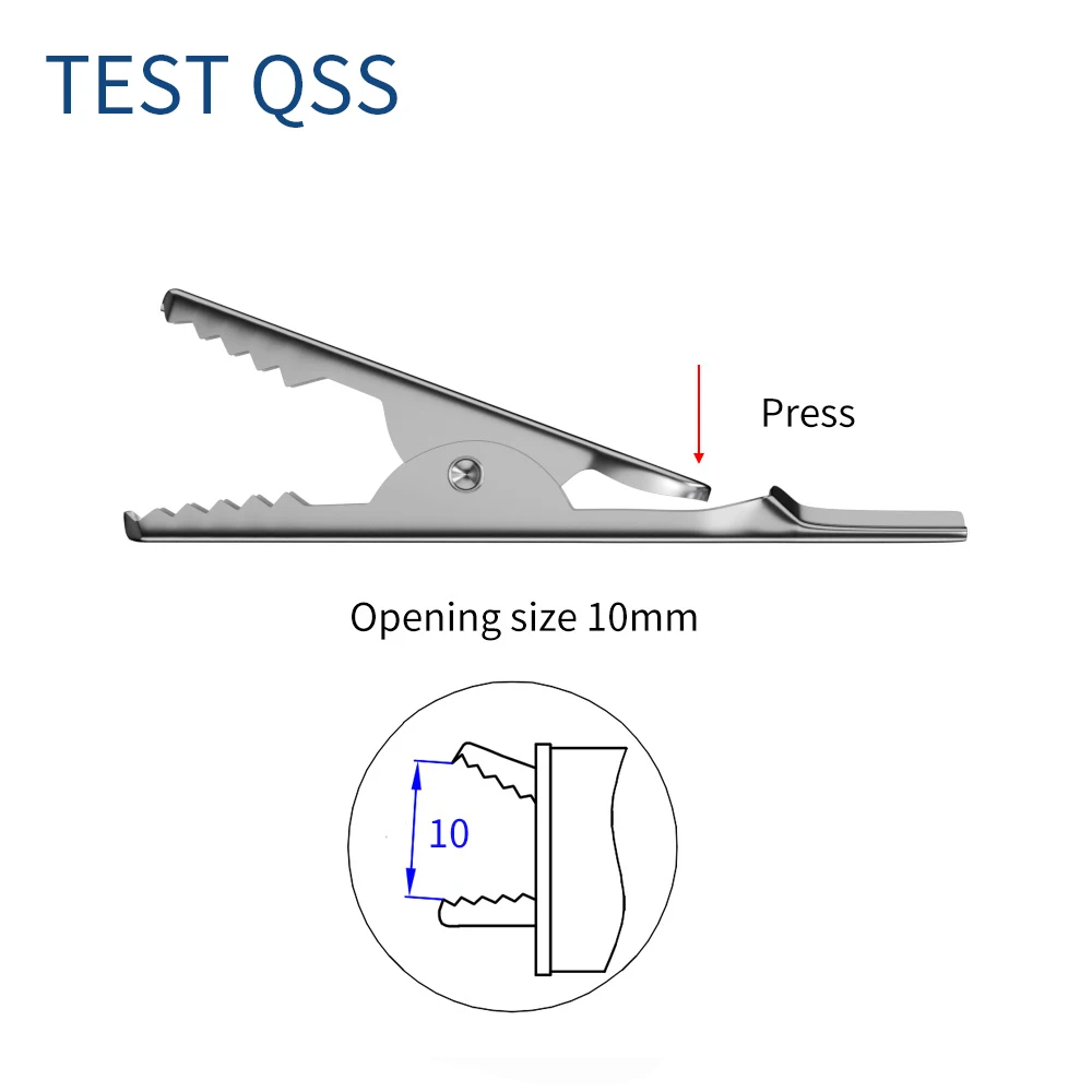 QSS 10PCS Insulation Alligator Clips with 2MM Socket Metal Crocodile Clamp Test Clamp for Multimeter Tester Probe Q.60009