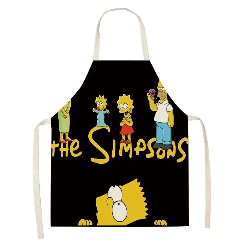 The Simpsons Linen Apron Fashion Creative Parent-child Anti-fouling and Oil-proof Apron Cute Cartoon Adult Children Cooking Bibs