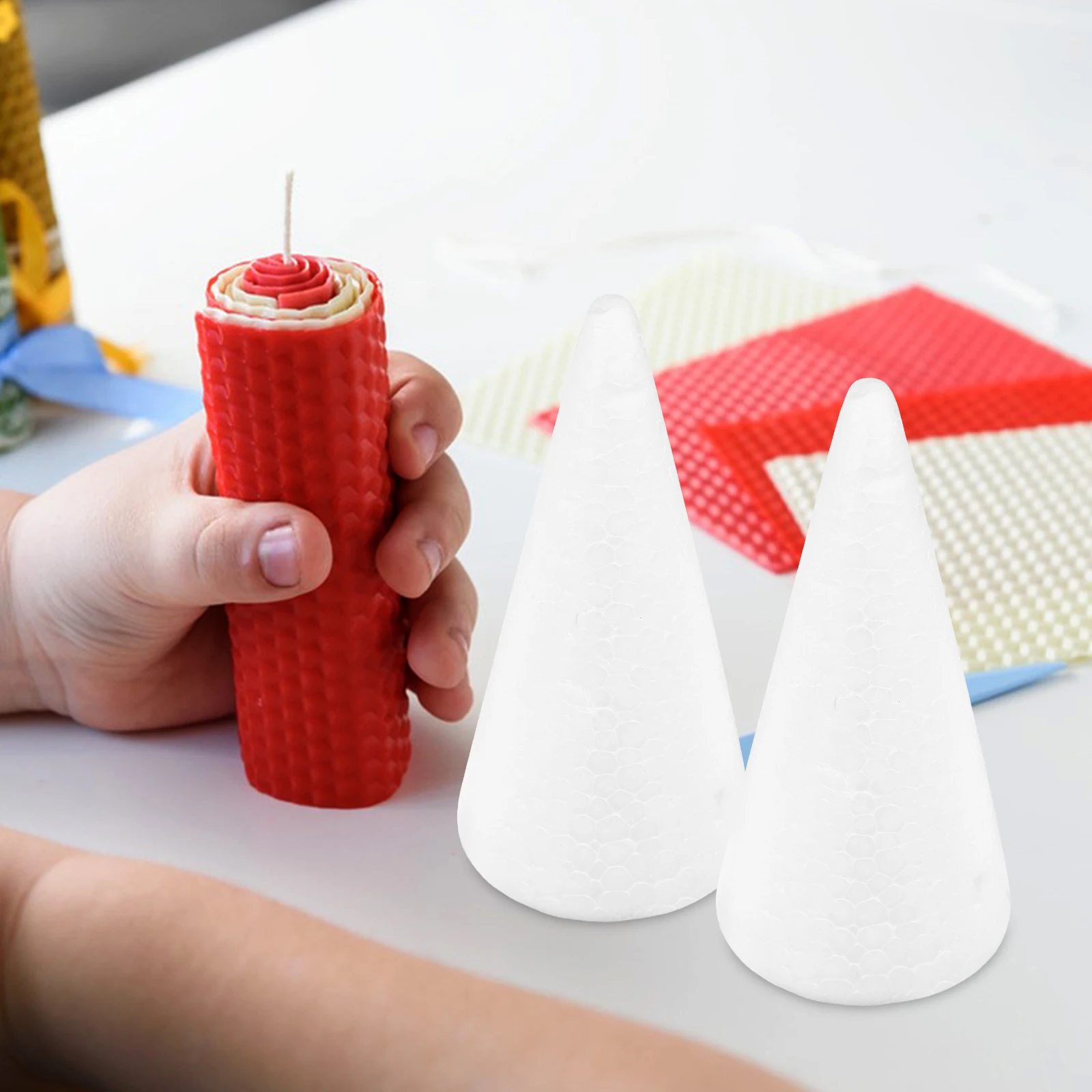 

12pcs Foam Cones Customizable Craft Ornaments DIY Flowers Home Decor Activity Preschool Kindergarten Party