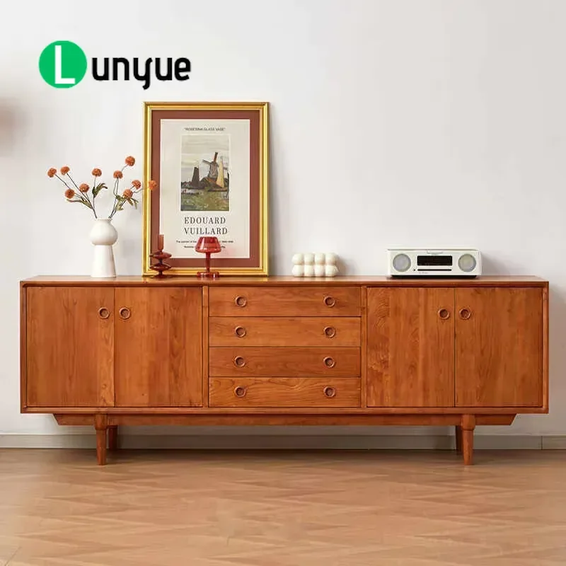 Modern Solid Wood TV Cabinet Large Capacity Storage Simple Design Reliable Practical Living Room Furniture Home Entertainment