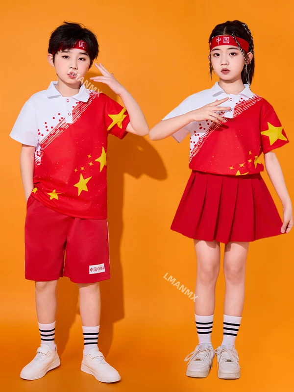 

Детский костюм для выступлений, комплект черлидинга, костюм для выступлений в китайском стиле для церемонии открытия спортивных игр