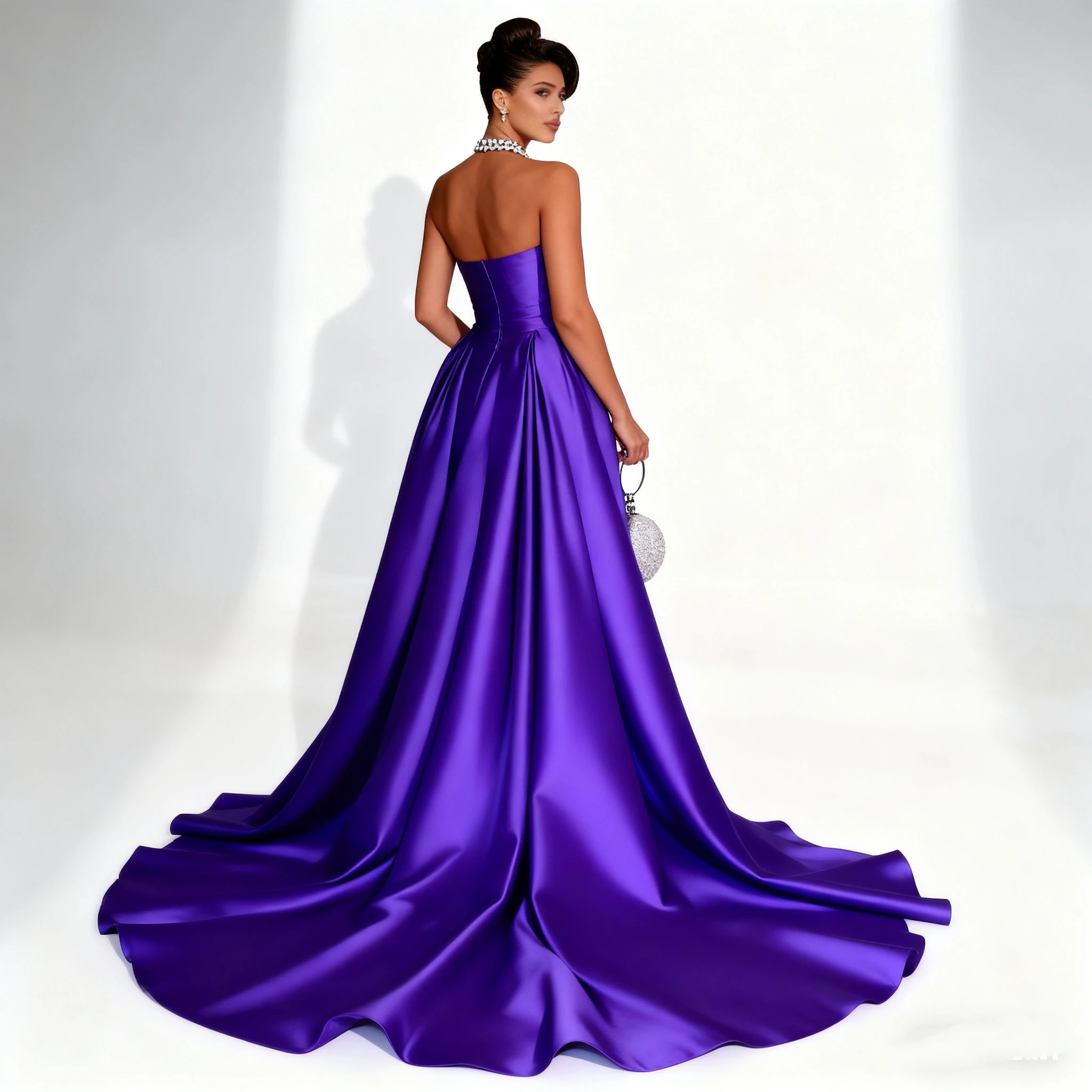 فساتين حفلات عربية سعودية مثيرة حسب الطلب فساتين حفلات حورية البحر أرجوانية من الساتان بدون حمالات فروموردريس سويب تراين غالا