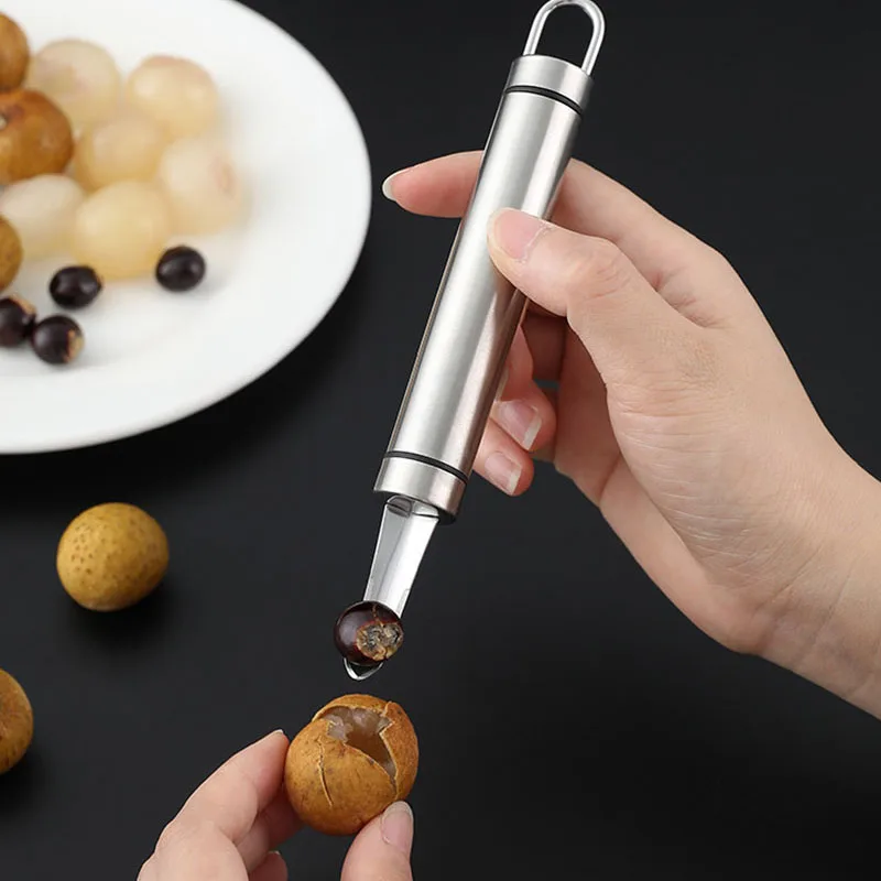 Herramienta de Acero Inoxidable para Quitar Semillas de Lichi y Pitaya, Utensilio de Cocina para Pelar y Cavar Frutas Secas