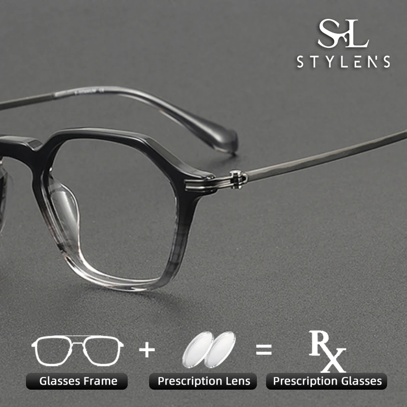 

STYLENS чистый титановый лист, оптические очки по рецепту, индивидуальные очки ручной работы для мужчин и женщин, прогрессивные очки с защитой от синего света 90013