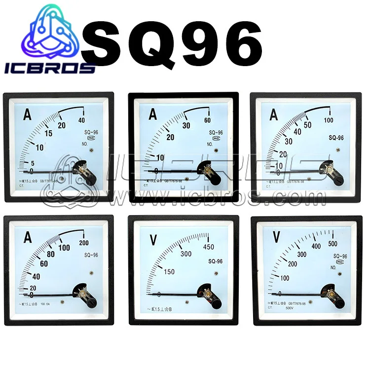 ポインタ型ac ammeter、sq 96、30、5a、50、5a、100、5a、200、5a