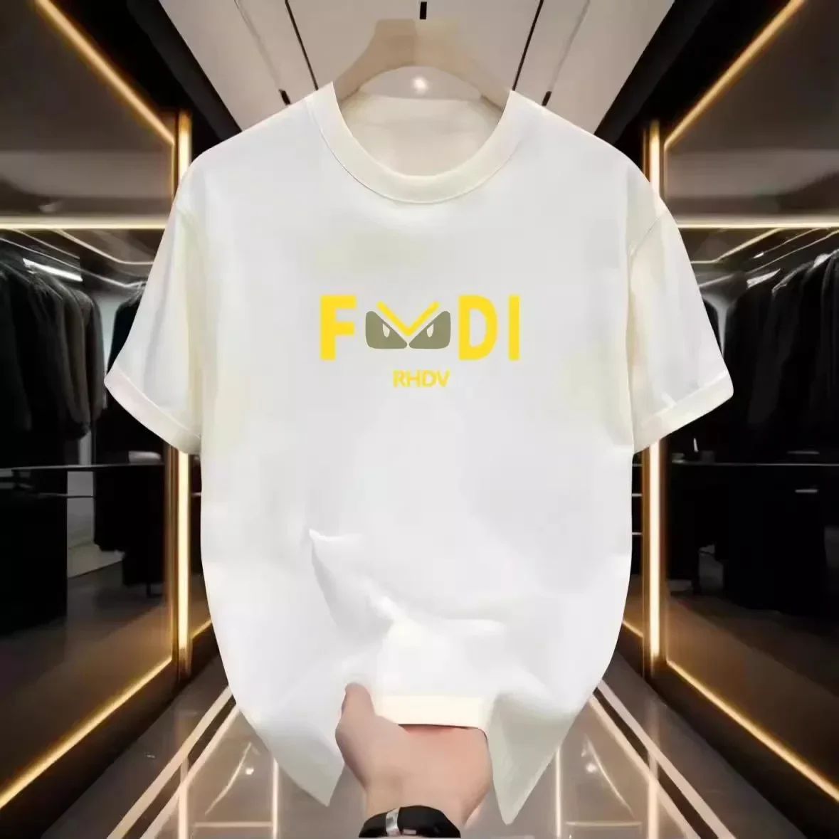 الأمريكية العصرية العلامة التجارية القطن قصير الأكمام تي شيرت الرجال والنساء 2025 الصيف عادية طاقم الرقبة تي شيرت بلايز #2