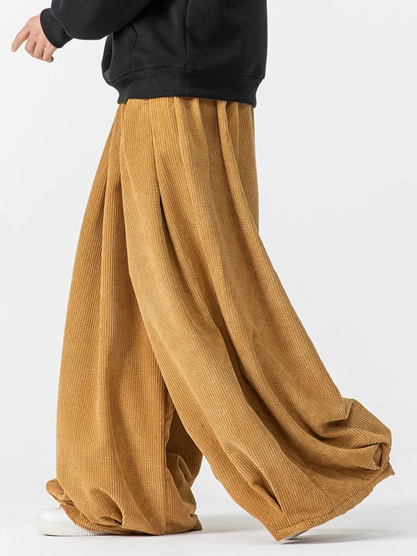 New Men's Autumn Fashion Loose Wide Leg Pants Corduroy Casual Straight Leg Trousers plus Size Comfortable All-Match LeisureYY4