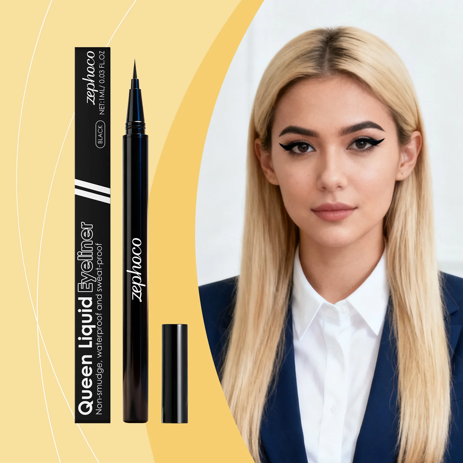 Hellbrauner Eyeliner, wasserfest, wischfest, flüssiger Eyeliner-Stift, ultrafeine Spitze, schnell trocknend, sanft zu den Augen, leicht zu entfernen