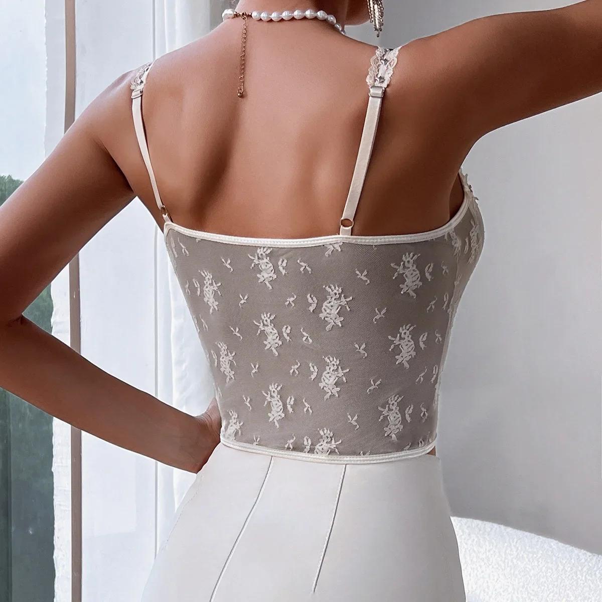 Sexy PATCHWORK sheer Lace Chic Strapless Camis Slim Korean Tanks Top Elegant Basic Crop Top Autumn Women Bustier