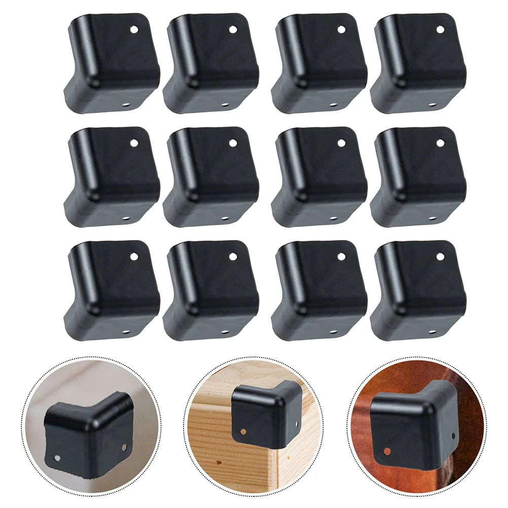 12 Pcs Speaker Wrap Angle Corner Covers Reinforcements Iron Protector Brackets Guards Cabinet Bumpers Black Protectors