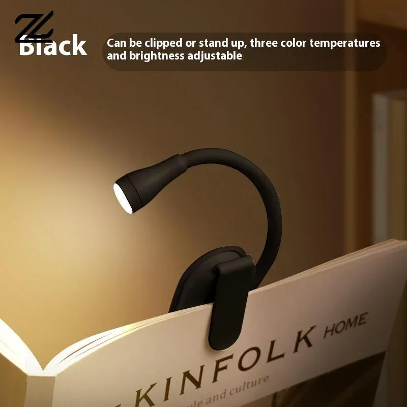 

360° Flip Mini LED Book Light Eye Protection Adjustable Clip Study Lamp Rechargeable 3 Color For Travel Bedroom Reading