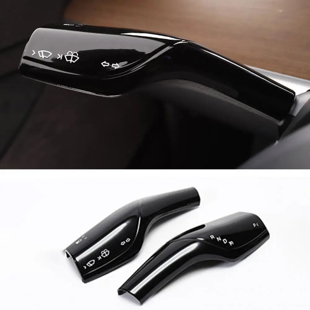 Carbon Fiber Gear Lever Cover Stylish Abs Carbon Fiber Steering Lever Covers for Tesla Model 3 Y Easy Installation Sleek for Car