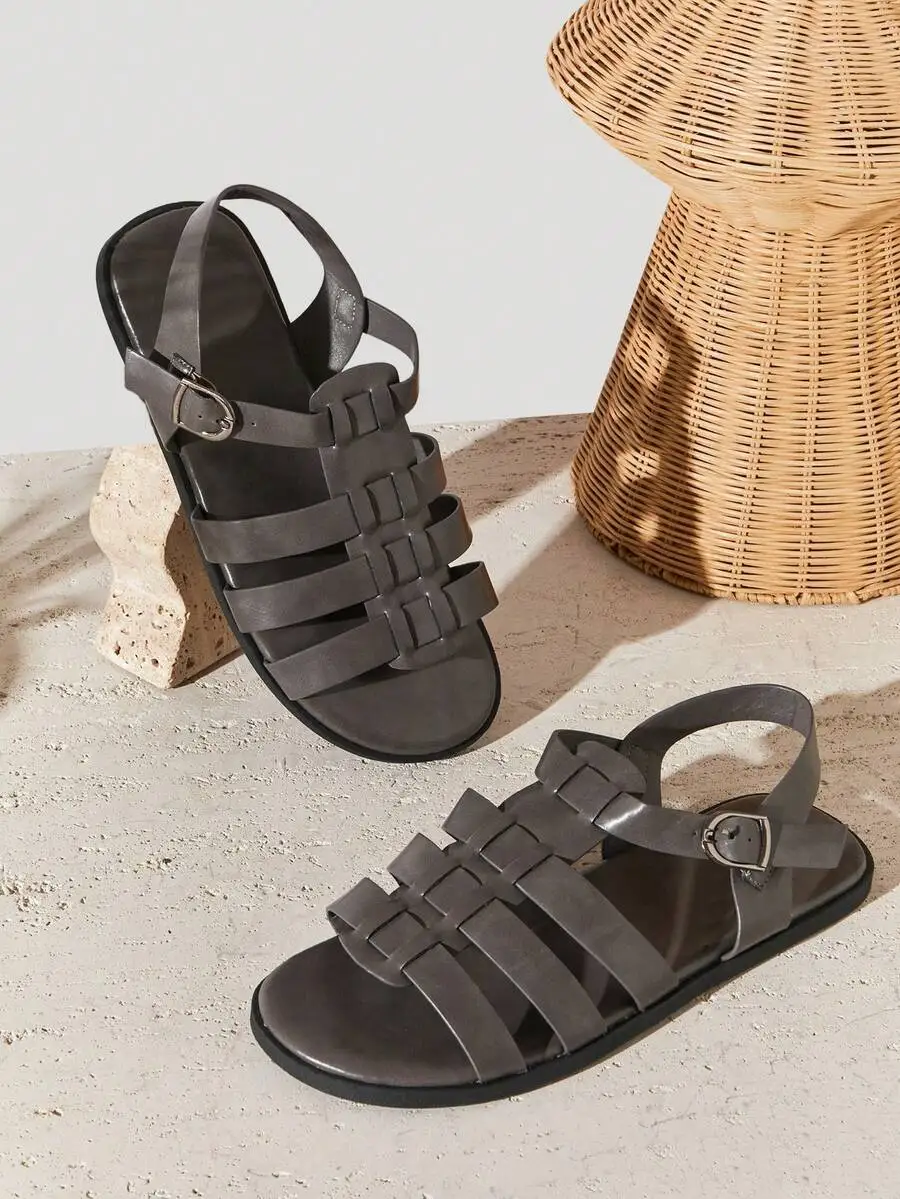 Men's Premium Oiled Faux Leather Coffee Back-Strap Fisherman Sandals – Weave, Secure Fit & Everyday Comfort
