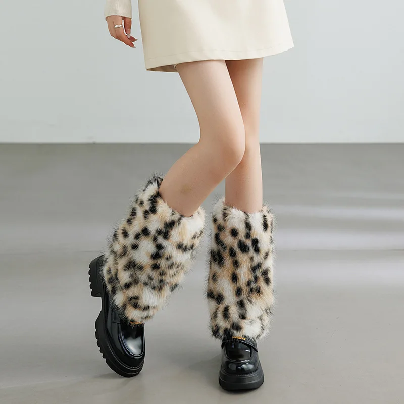 

2025 Autumn/Winter New Leopard Print Warm Leg Protection Plush Leg Covers Hot Girl Y2k Retro Modern Fashion Lolita Accessories
