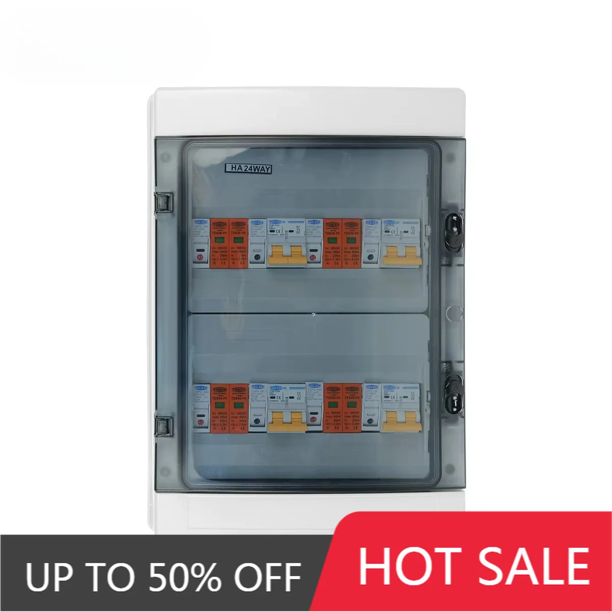 IP65 Outdoor Photovoltaic Combiner Box 24 Ways DC600V Built-in Circuit Breaker Fuse SPD Lightning Protector For PV Panels