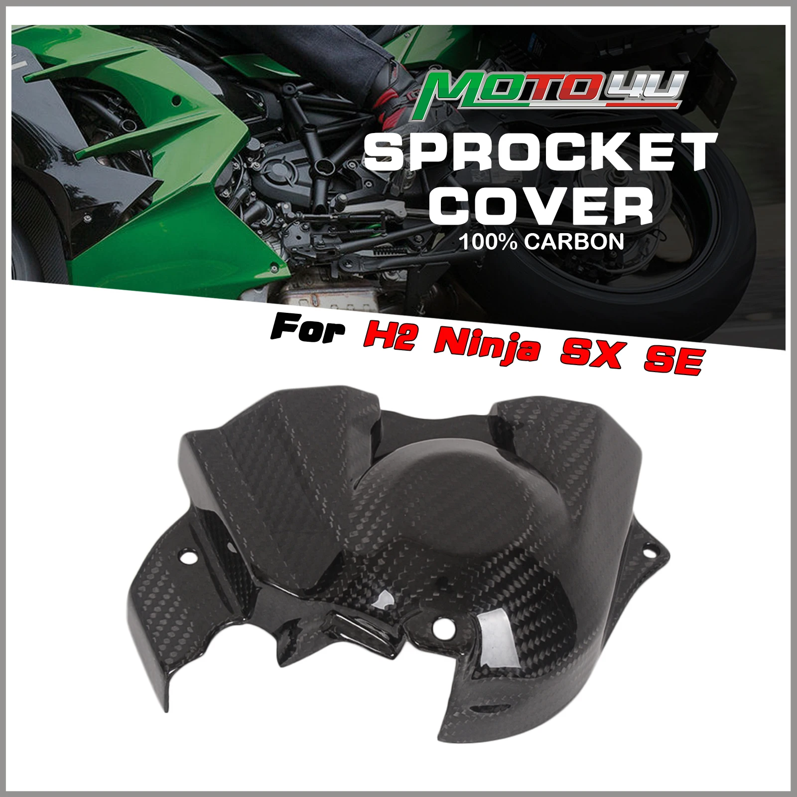 

For Kawasaki H2 Ninja SX SE Real Carbon Fiber Sprocket Cover Chain Case Guard Protector Motorcycle Accessories