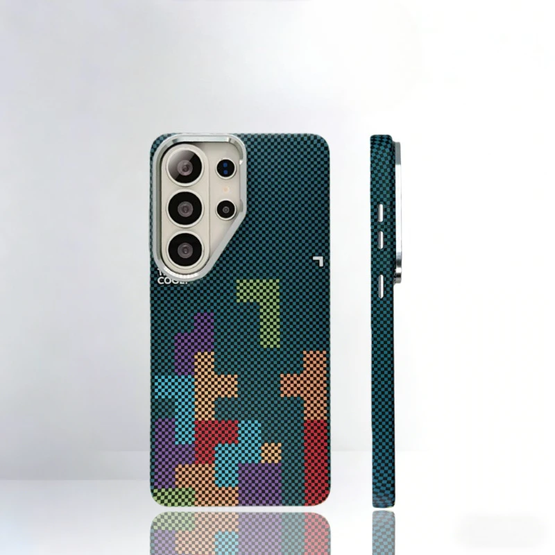 Magnetyczne etui z teksturą włókna węglowego do Samsung Galaxy S26 S25 S24 S23 Ultra, z obsługą ładowania bezprzewodowego, twarda obudowa ochronna ze stopu z osłoną na obiektyw. — zdjęcie produktu 4