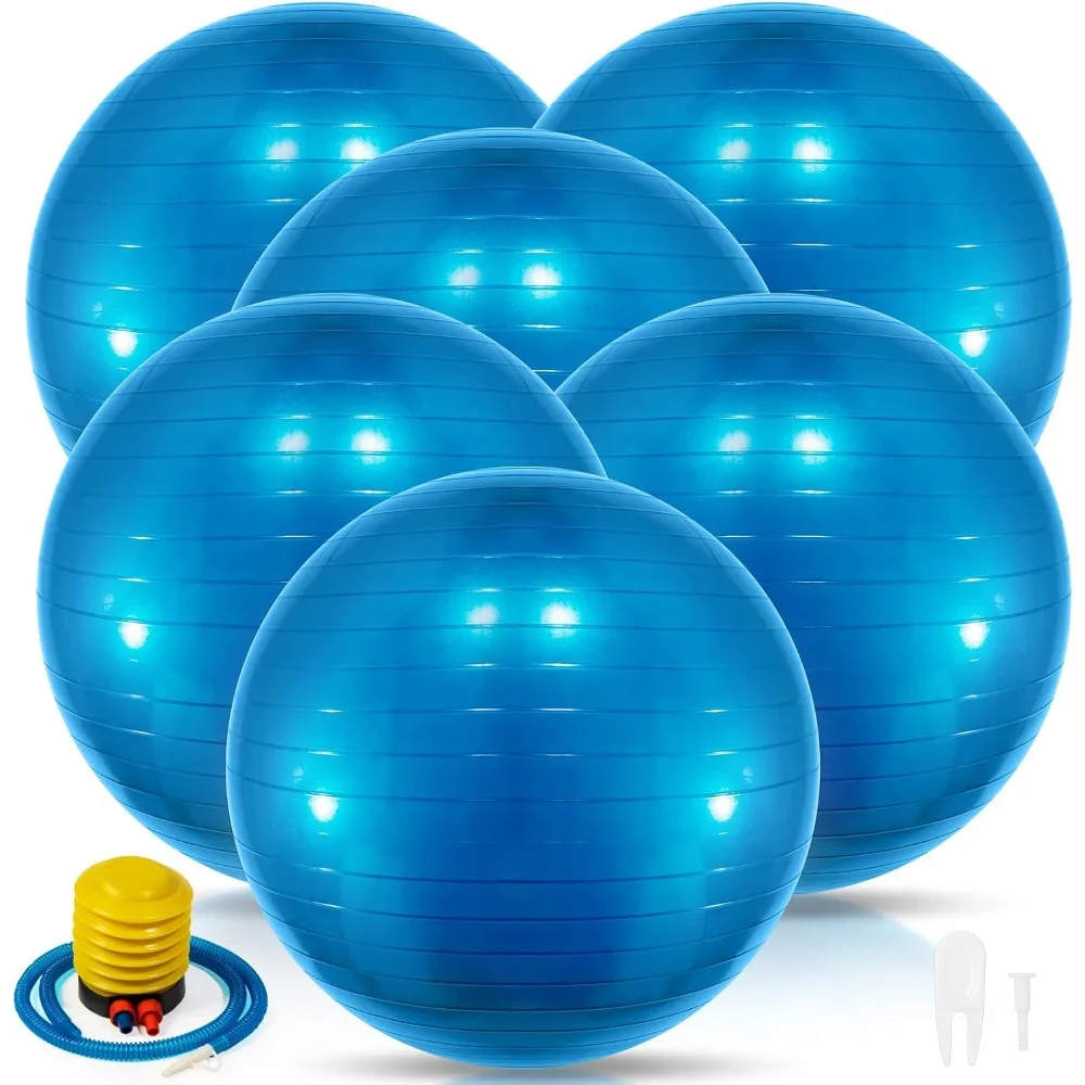 

6 Pcs Yoga Ball Exercise Ball PVC Stability Balance Yoga Ball Chair Quick Pump for Physical Workout Pregnancy Home Office