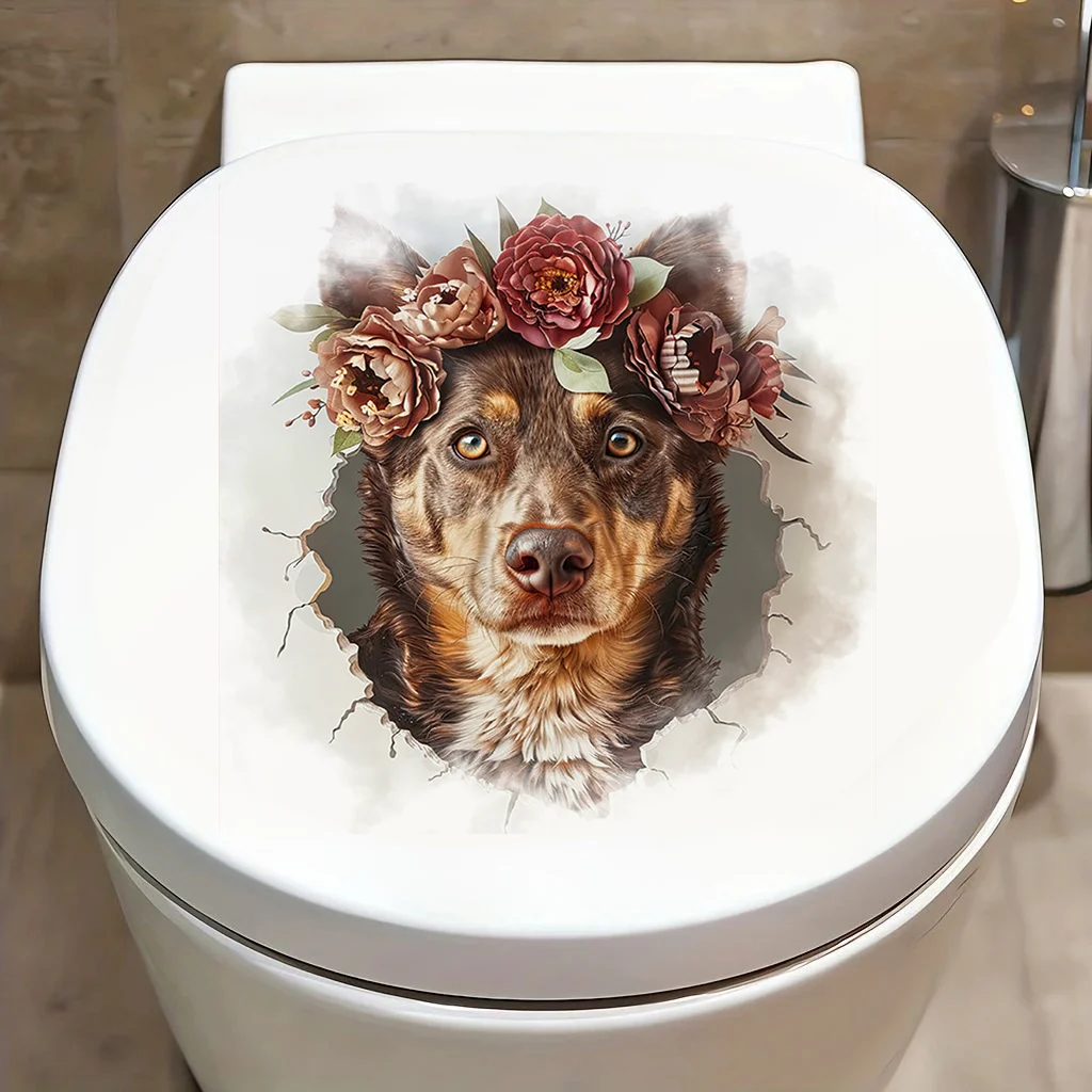 

90752# Australian Kelpie Toilet Sticker, Durable Material, Perfect for Home Wall Decor, Aesthetic Room Decoration