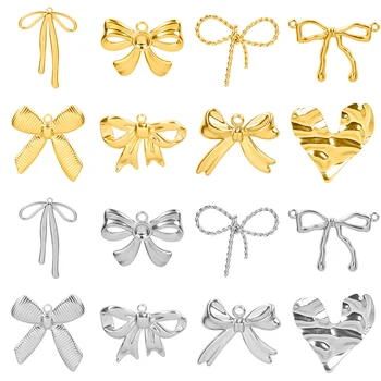 10 adet kelebek yay paslanmaz çelik kolye uçları dövülmüş kalp şeklinde yaprak kolye DIY takı yapımı kolye küpe