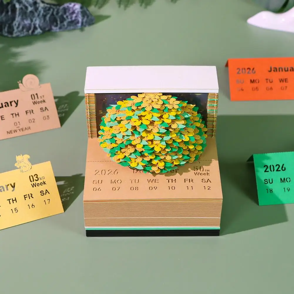 Calendar Desktop Decor 3D Notepad Sakura Treehouse Block 3D Note Offices Memo ﻿ Notes Pad Birthday Novel Paper Gift Christm R3Z2