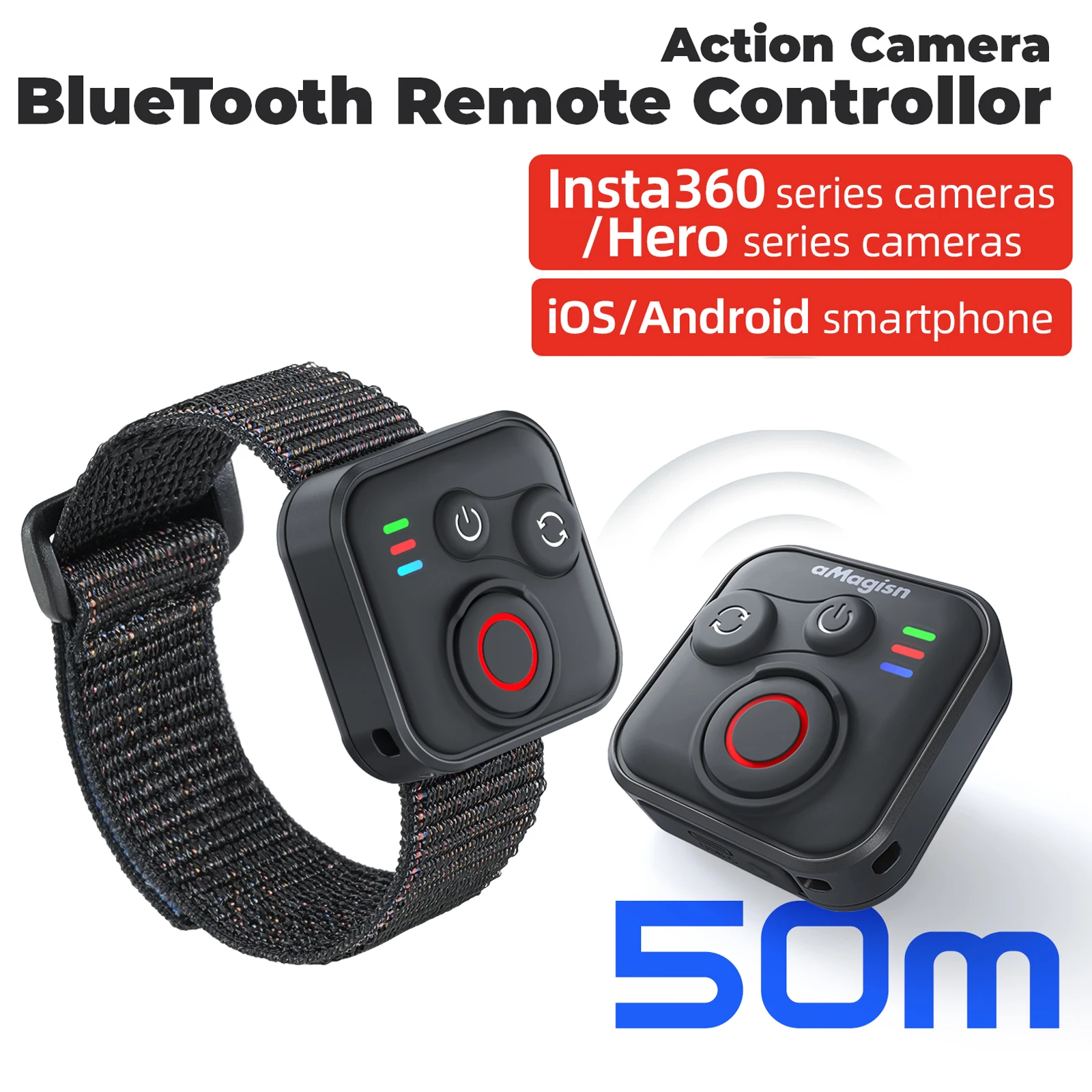 Remote Control for GoPro Hero 13 12 11 10 9 8 Max Insta 360 X5 X3 X4 GO 3S ACE Pro 2 Wrist Bluetooth Smart Remote Accessories