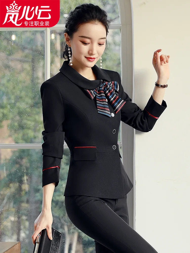 

2024Work Clothes Front Desk Reception Business Wear Women's Dress Restaurant Hot Pot Restaurant West Catering Coffee Shop Cashie