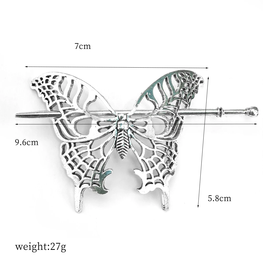 북유럽 바이킹 헤어 액세서리 여자를위한 나비 헤어 스틱 소녀 고딕 티아라 헤어 클립 금속 보석