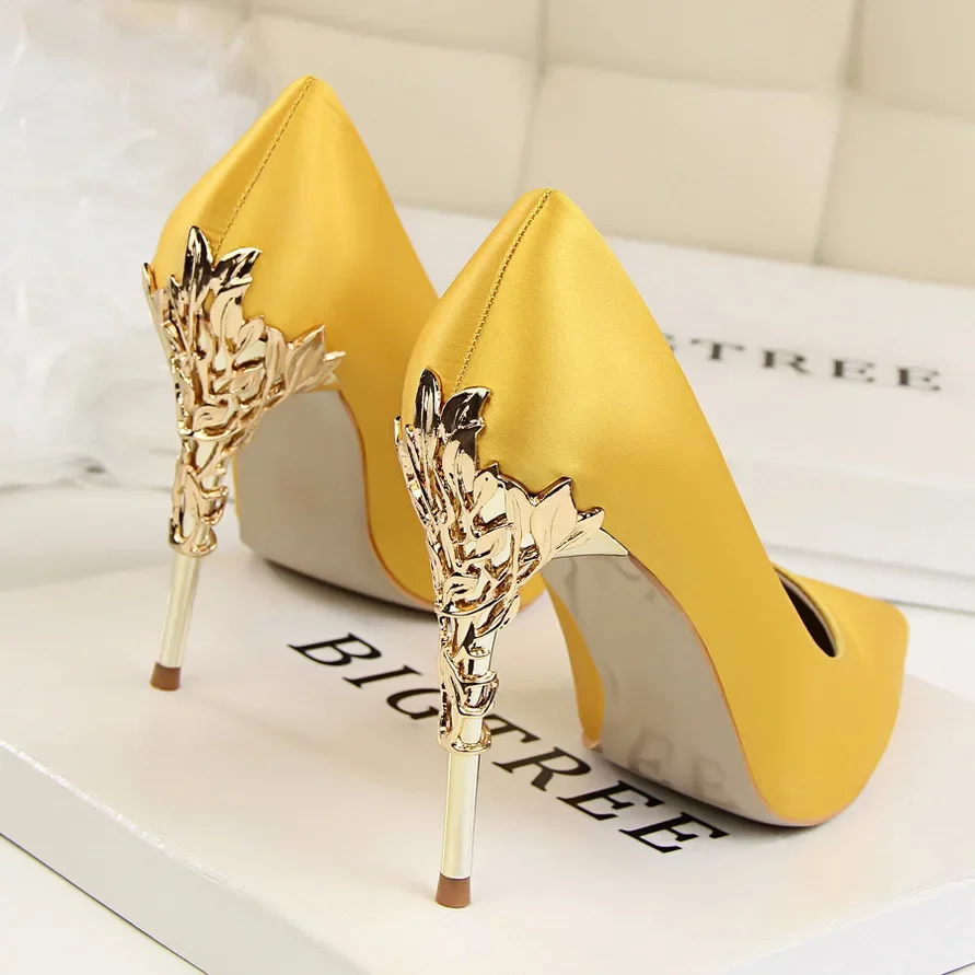 Comemore Metal Thin Heel High Heels Women Pumps 2022 Sexy Pointed Toe Ladies Shoes Fashion Wedding Woman Elegant Party Sandals