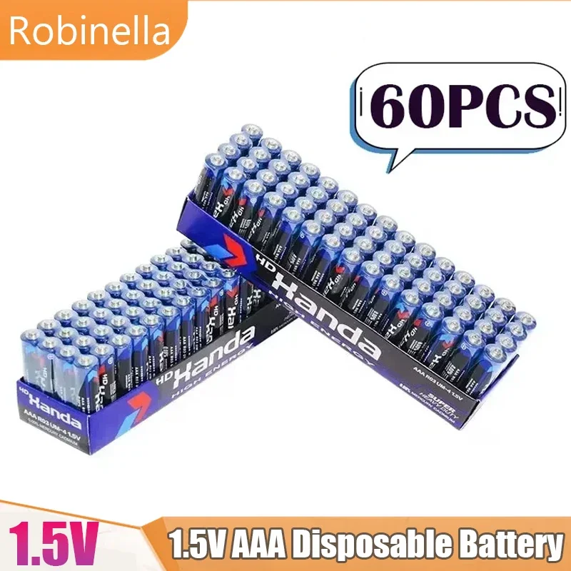 60pcs AA/AAA 1.5V Disposable Battery No.7 R03/No.5 R06 for Clocks/Remotes/Flashlights Low-Power Household Electronics