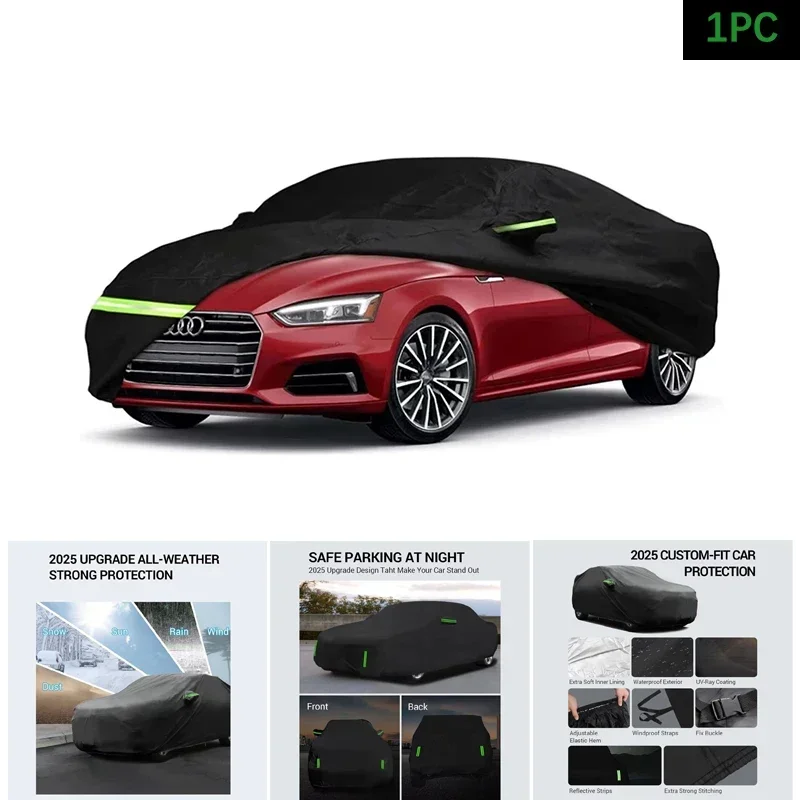 

Waterproof Car Cover Custom Windproof Strap Single Door Zipper Snow Rain Dust Hail Protection For 2007-2025 Sadan Audi A5 Sedan