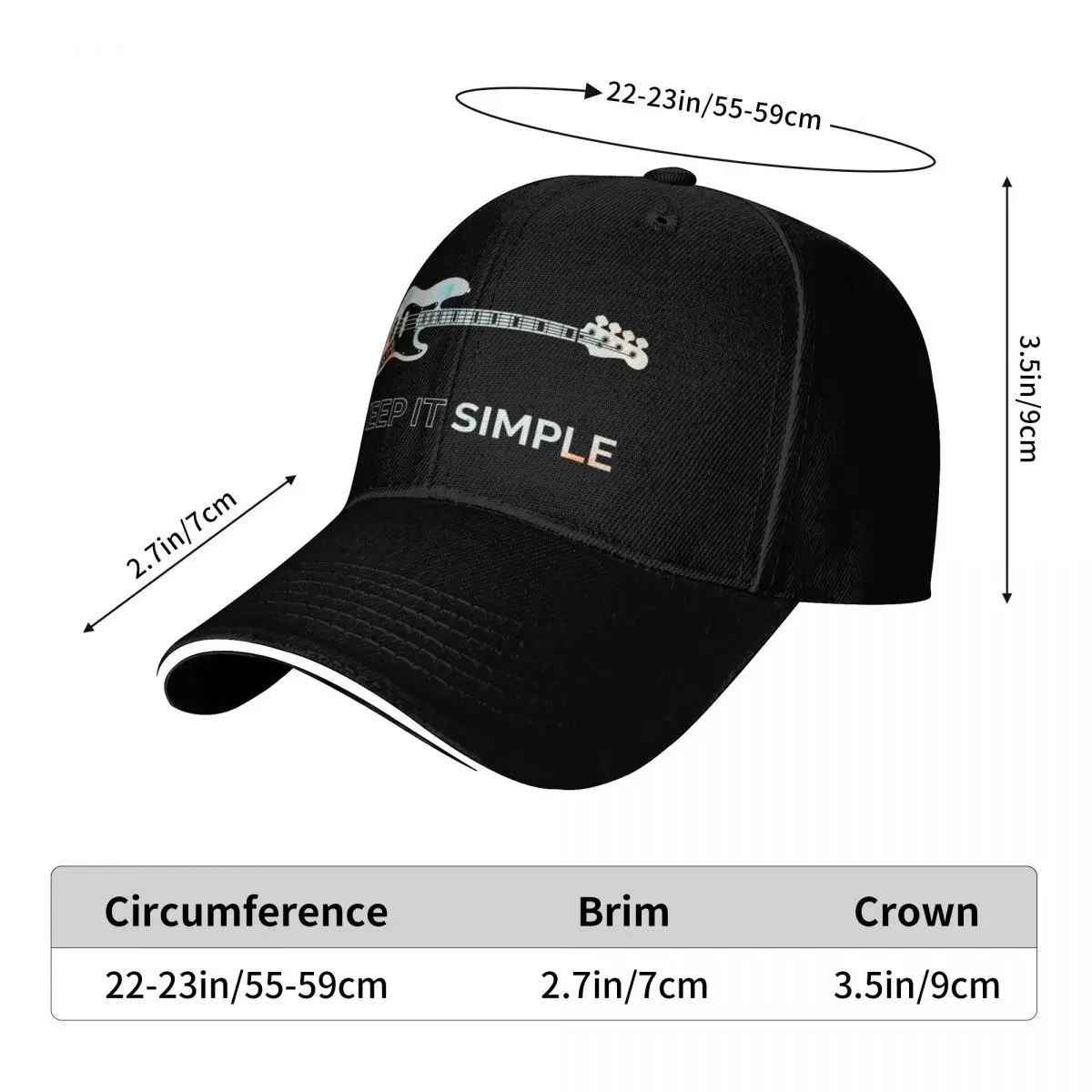 Keep It Simple J-Style Bass Guitar Texture Baseball Cap Anime Hat Winter hat Hat Baseball Cap Women's Beach Men's