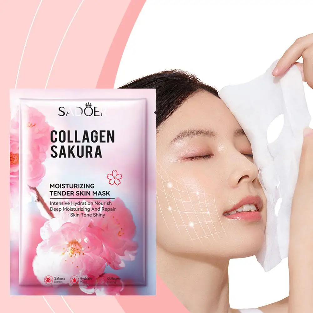 Masker kolagen Sakura 2024 N4Q3, Pelembab Wajah penghilang komedo baru dalam pembersih kemasan perawatan individu