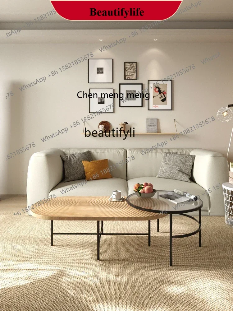 

D178 Y Y zq Japanese Style Small Apartment Living Room Coffee Table Creative Tempered Glass Home round Nordic Style