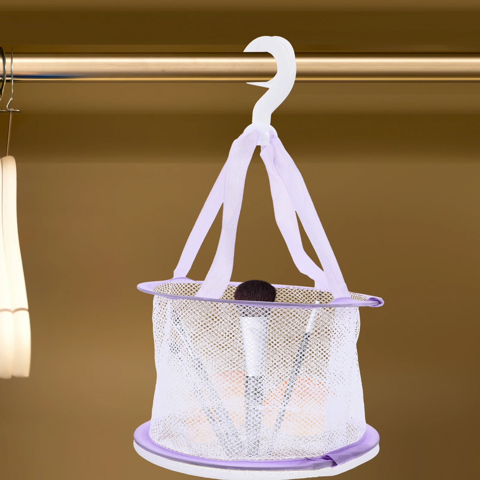 

Pink Collapsible Mesh Basket for Makeup Sponge Brushes Socks Small Clothes Drying Rack Storage ganizer Bathroom Accessories