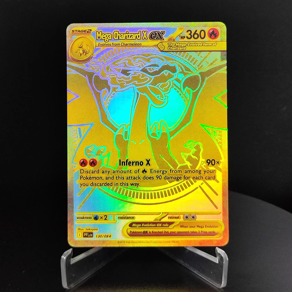 Self Made Proxy PTCG английское золото Mega Charizard X ex Mega Dragonite ex коллекция хобби флэш-карта игрушка в подарок