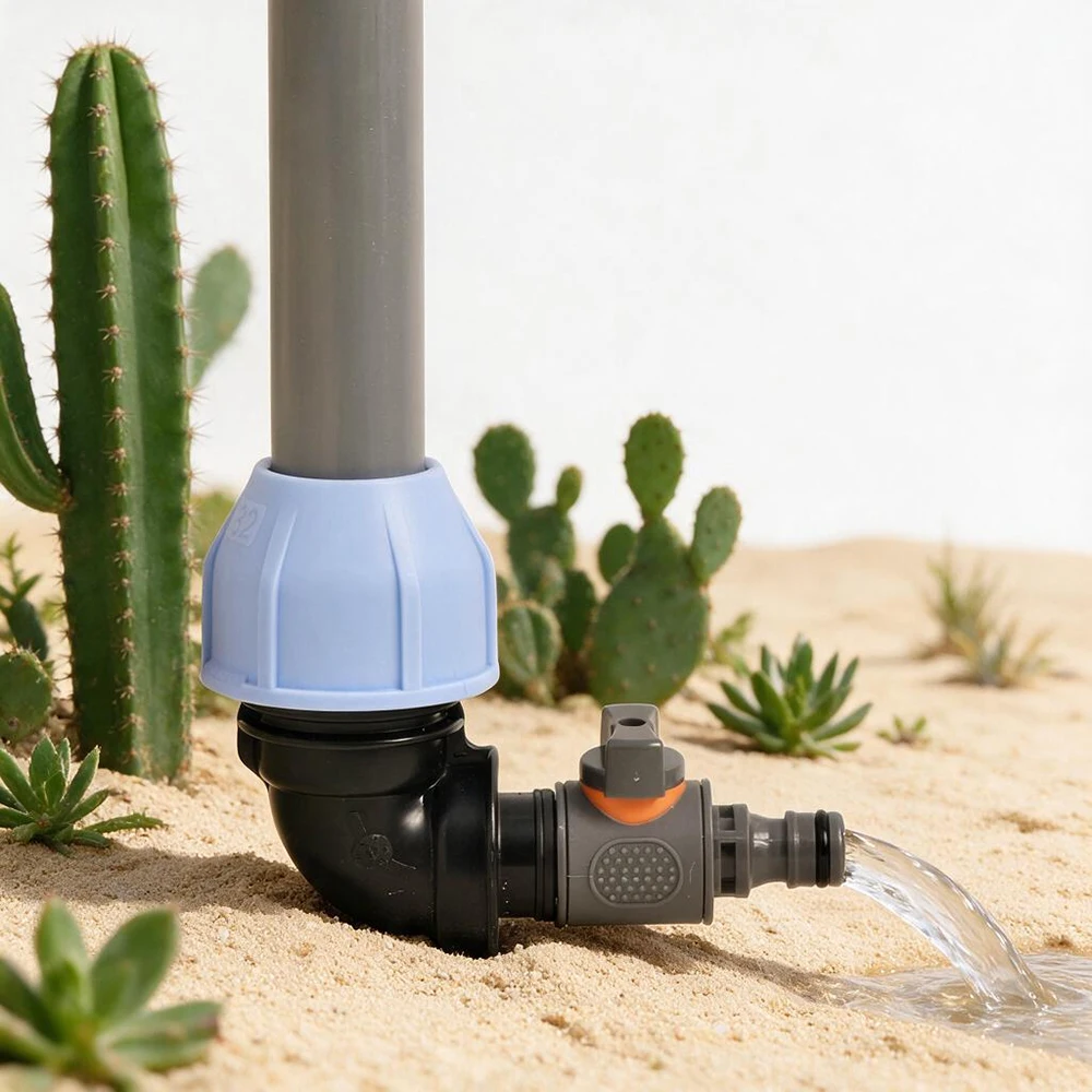 Elbow Tube Joint For 20/25/32mm Pe PVC Adapter with Shut Off Valve, Hot Melt-Free Pipe Fittings, Repair Joint Connector Set