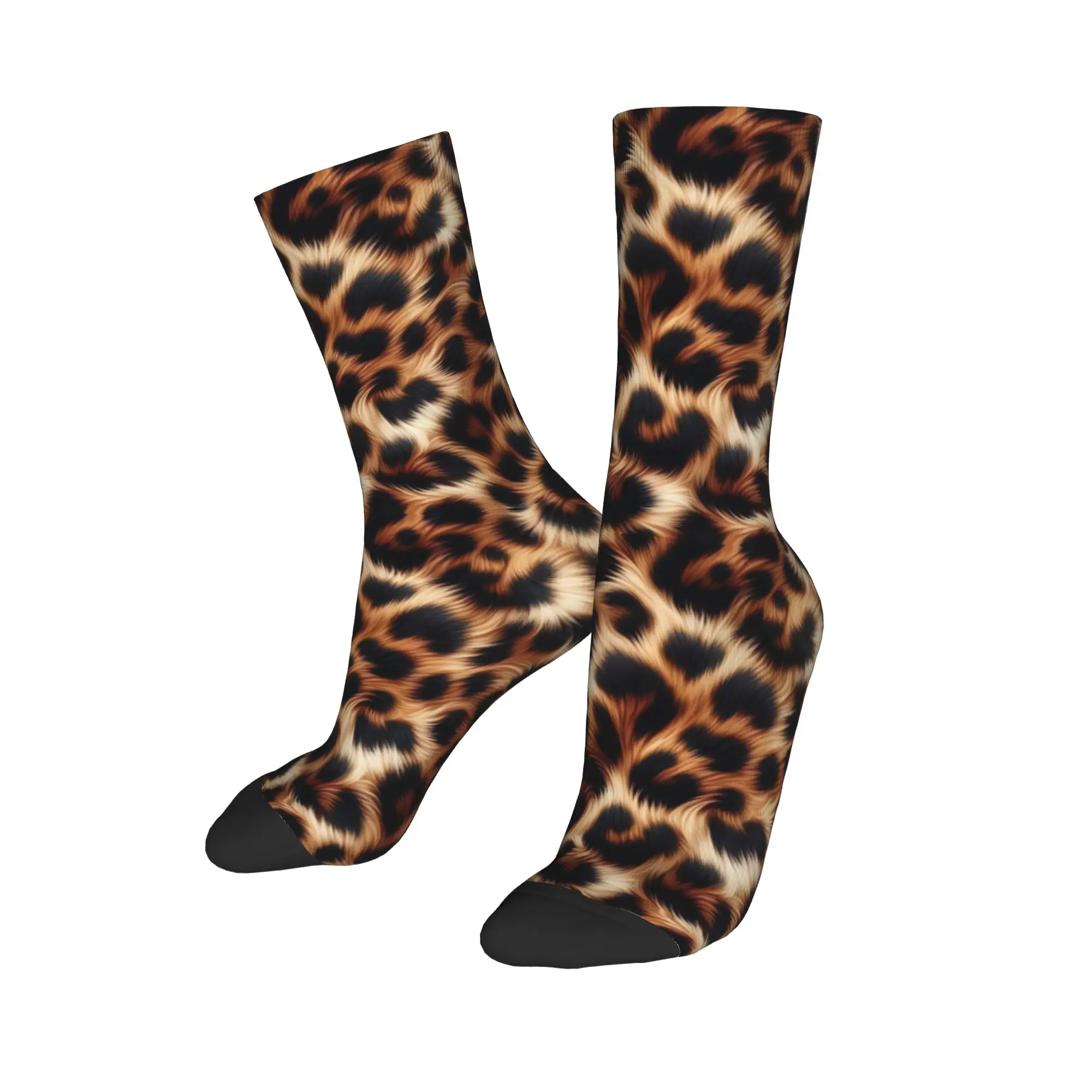 Adults Men Socks Leopard Skin Print  Stockings Spring Casual High Quality Socks Graphic Cycling Non Slip Socks