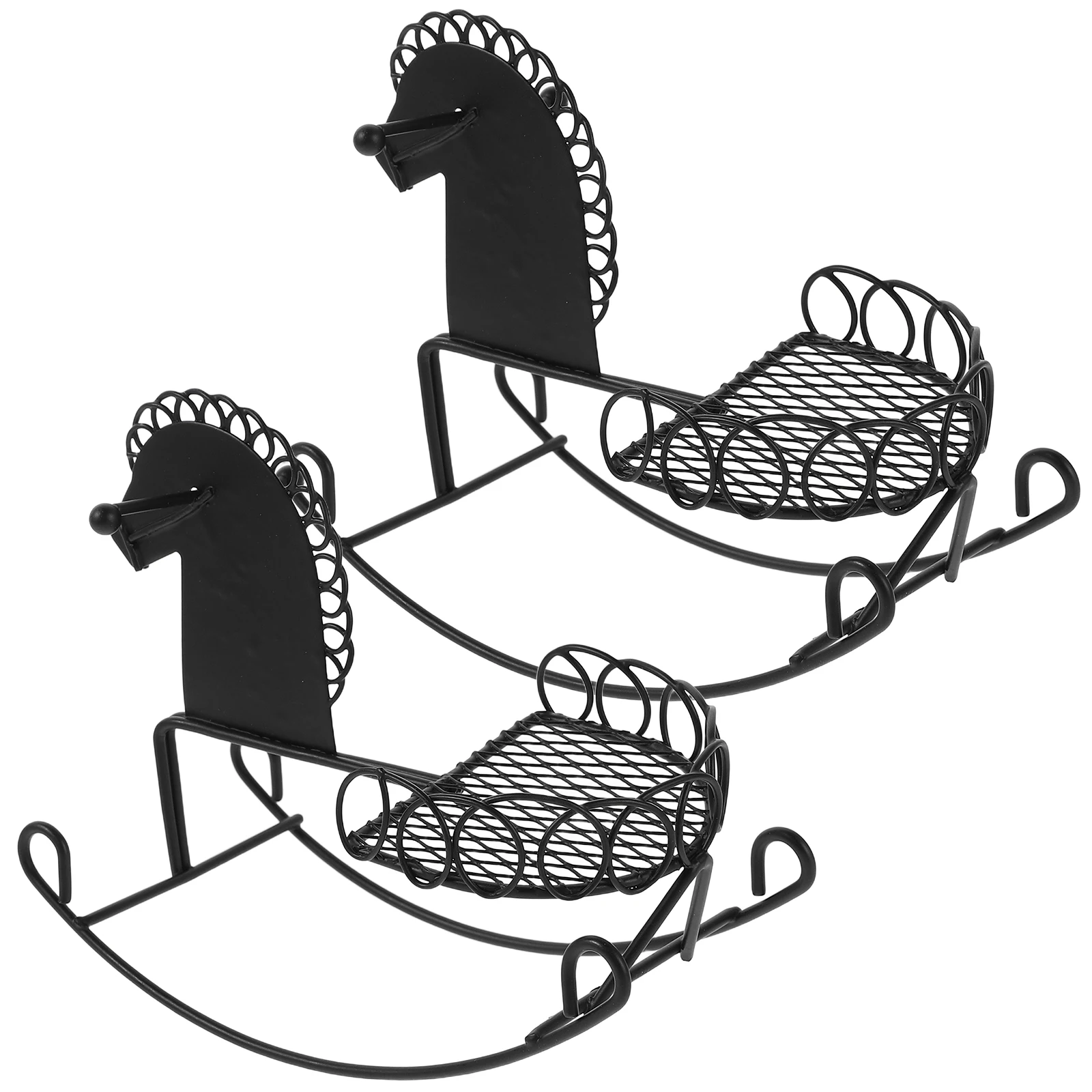

2 Pcs Mini Toys Miniature Rocking-chair Furniture Model Horse Figurines for Kids Toddler