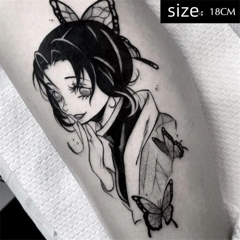 

Luna Store Anime Kochou Shinobu Temporary Tattoos Cartoon Big Size Transfer Tattoo Body Art Waterproof Fake Tatoo Stickers