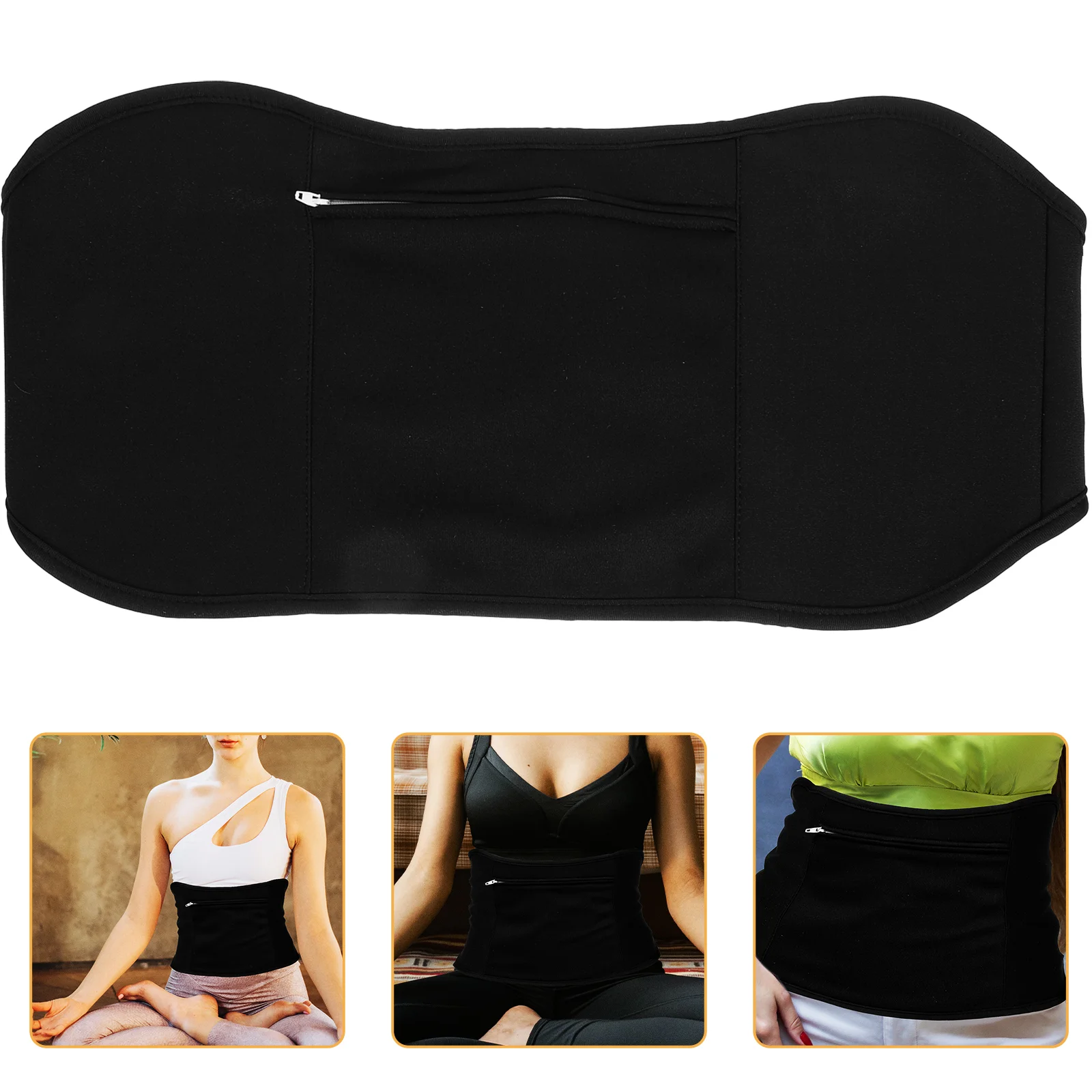 Reusable Castor Oil Pack Soft Black Large Waist Bag For Massage Tools Fitness Sleep Aid Non Leakage Practical