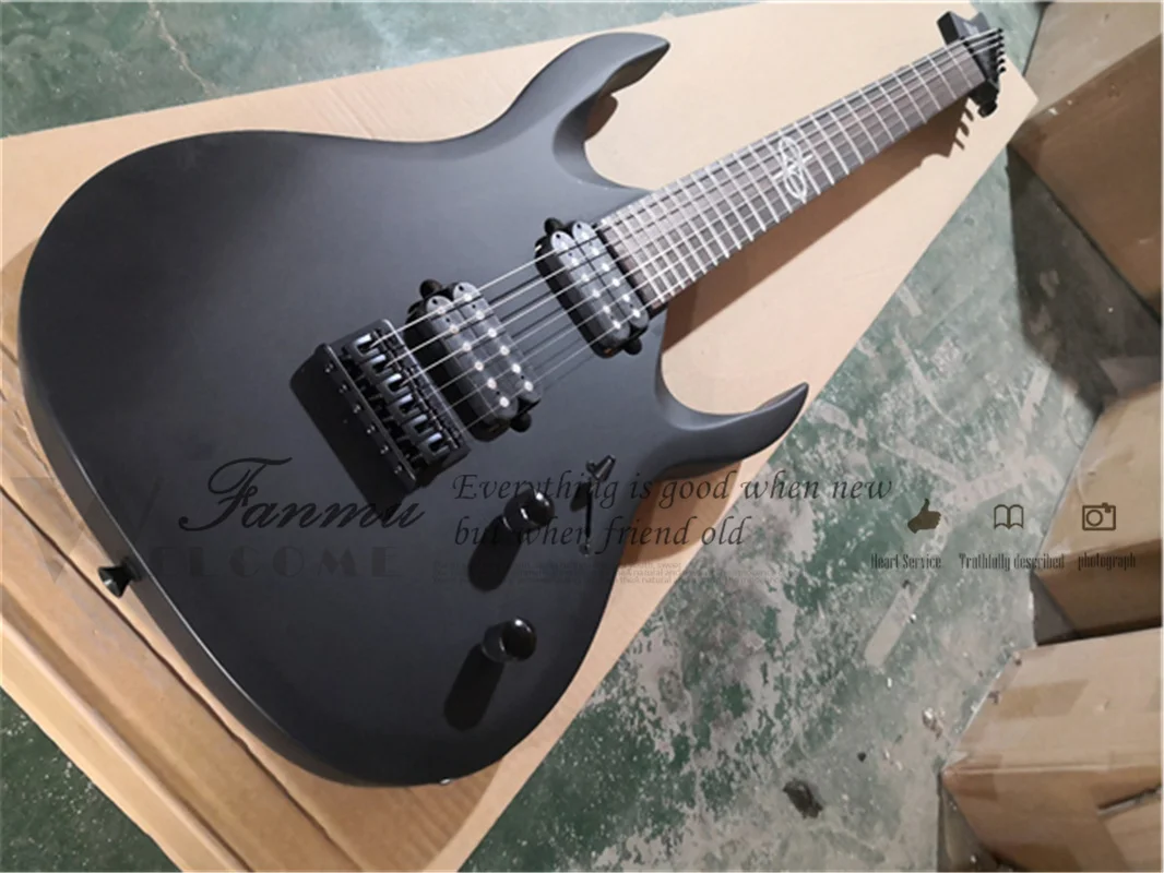 Matte Black guitar Fixed Bridge Rose wood fingerboard Maple neck Set In maho body 22 Frets Black tuner Sol Guitar BC Gitta