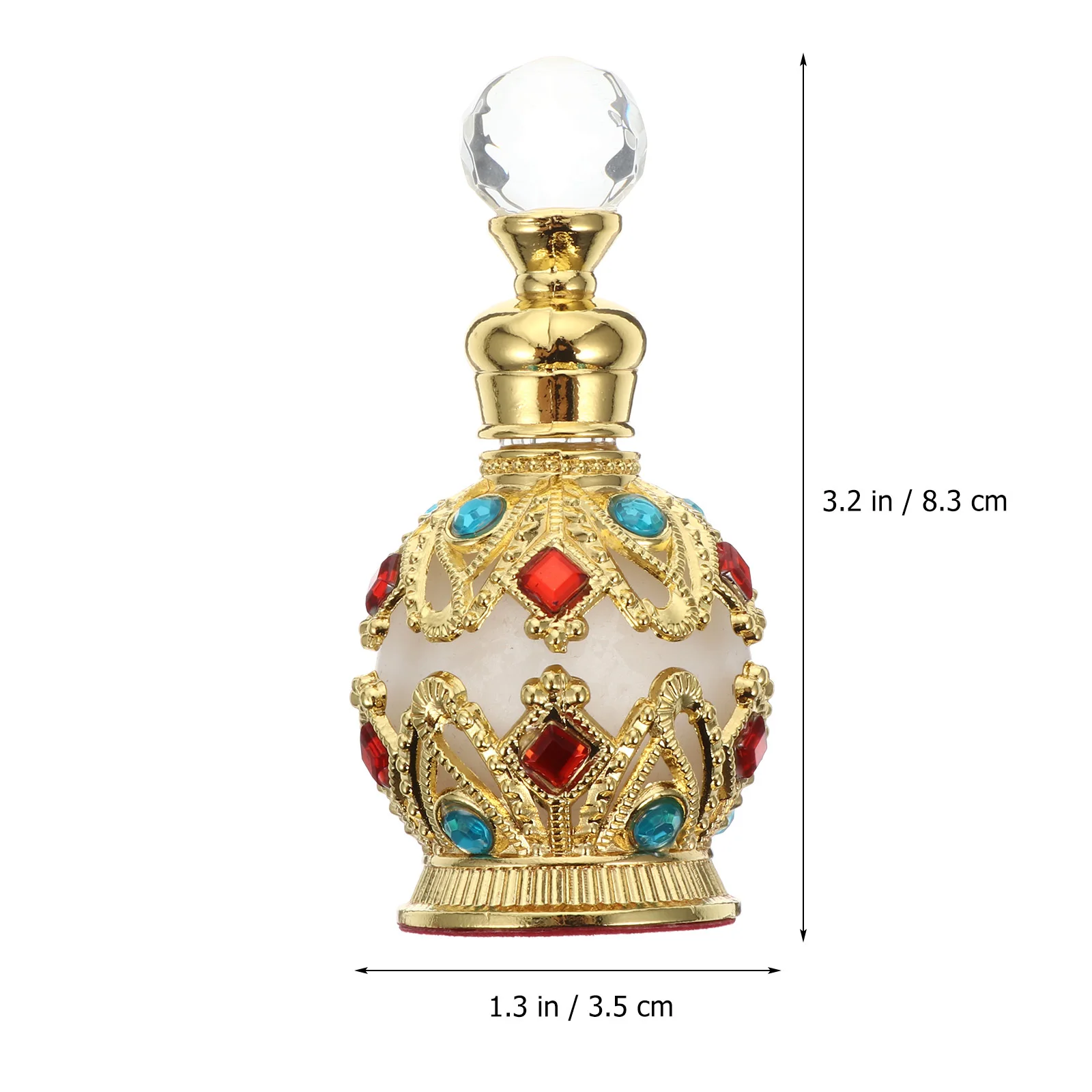 

15ml Gold Spherical Perfume Bottle Refillable Glass Vintage Essential Oil Container Travel Decoration Diamond Inlaid Holder